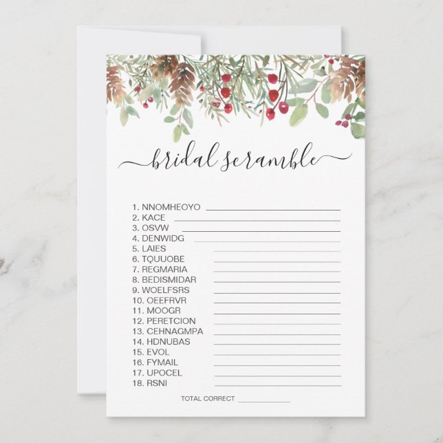 Gräs Grey Ord Scramble Möhippa Game Inbjudningar (Framsida)