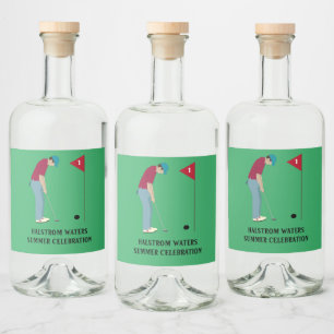 Gräs Grön Golfare Tema Spritflaskor Etikett