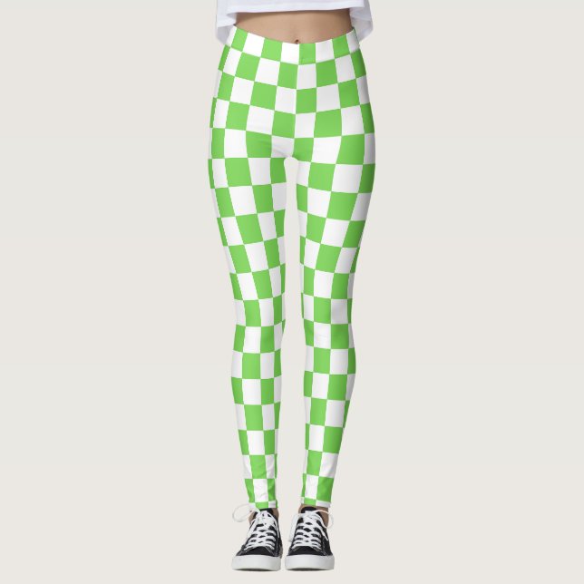 Gräs grön rutig  leggings (Framsida)