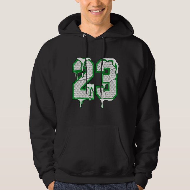 Gräs Grönt 3s Tee för att matcha nummer 23, dropp  Hoodie (Framsida)