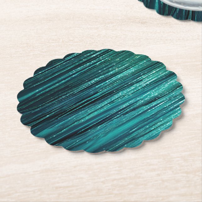 Gräs Grönt Glitzy Tinsel Rand jul Underlägg Papper (Vinklad)