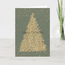 Gräs Grönt Guld Glitter Gnistra Julgran Kort