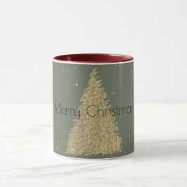 Gräs Grönt Guld Glitter Gnistra Julgran Mugg
