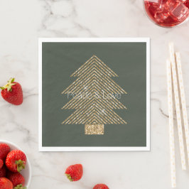 Gräs Grönt Guld Glitzy Glitter Julgran Pappersservett
