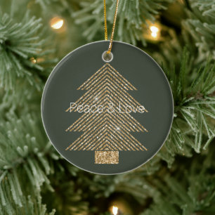 Gräs Grönt Guld Glitzy Glitter Träd Julgransprydnad Keramik