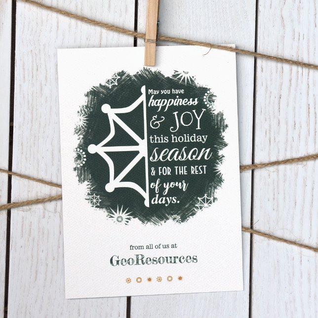 Gräs Grönt Snowflake Business Helgdag Card Inbjudningar (Rustic Forest Green, Hunter Green, Winter Green Company Business Logo Holiday Christmas Cards)