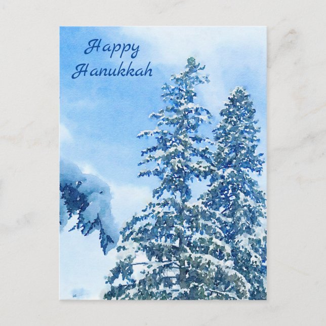 Gräs Hanukkah Helgdag Card täckt av snö Helg Vykort (Framsida)