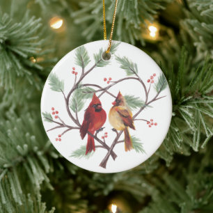 Gräs Heart Kardinals Ornament