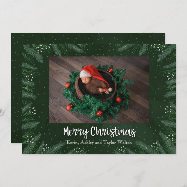 Gräs Helgdag Photo Tillkännagivande för födelse Julkort (Fram/baksida)