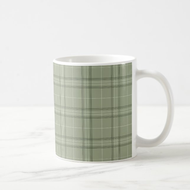 Gräs Hjort Play - sage grönt cabincore tartan Kaffemugg (Höger)
