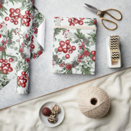 Gräs Holly Red Blommigt jul Presentpapper