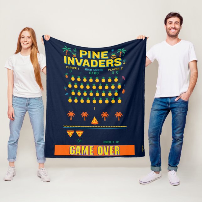 Gräs Invaders-Pineapple Empire Retro Games Series Fleecefilt (På plats)