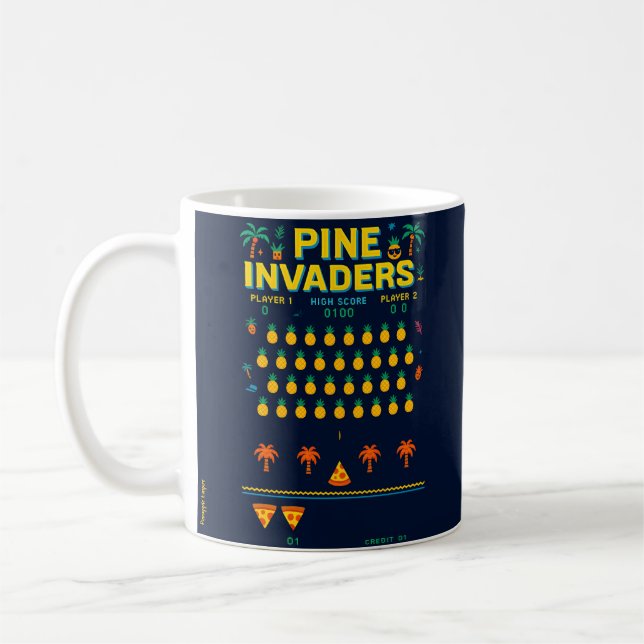 Gräs Invaders-Pineapple Empire Retro Games Series Kaffemugg (Vänster)
