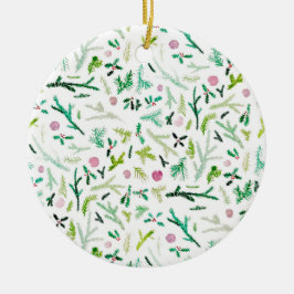 Gräs, järnek & Sugarplums Julgransprydnad Keramik