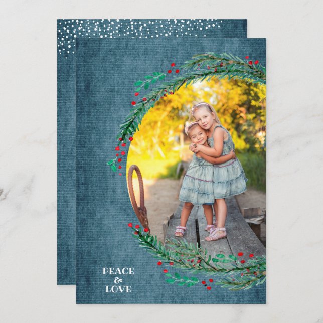 Gräs julfoto julkort (Fram/baksida)