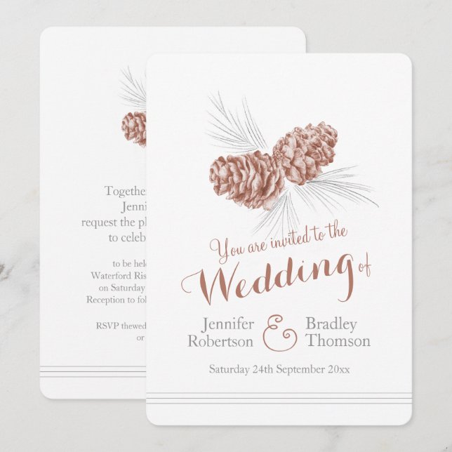 Gräs koner konst Bruna vinterbröllopsinbjudningar Inbjudningar (Fram/baksida)