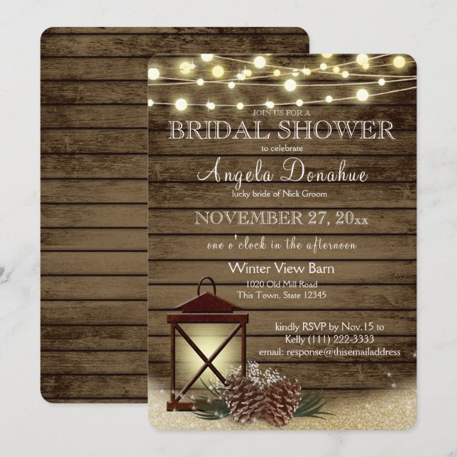 Gräs-koner och Lantern Rustic-Möhippa Inbjudningar (Fram/baksida)