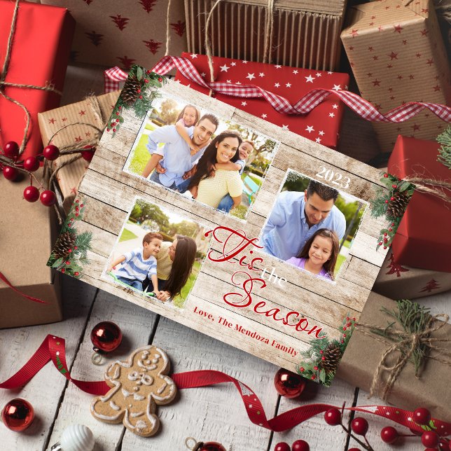 Gräs kör holly "Tis the Season Helgdag Photocard" Julkort (Skapare uppladdad)