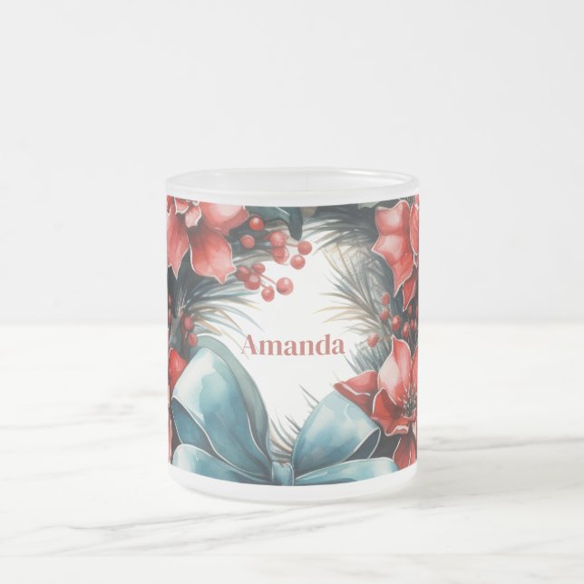 Gräs krans med Holly Festive jul Frostad Glasmugg (Center)