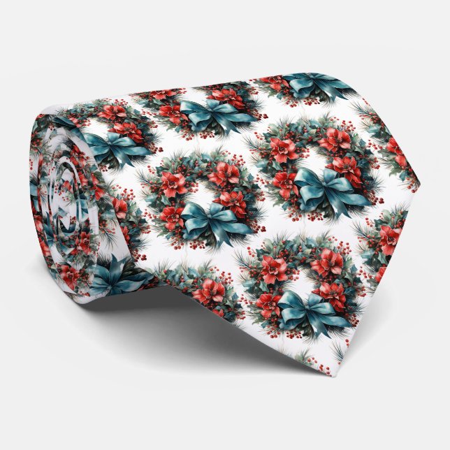 Gräs krans med Holly Festive jul Mönster Slips (Rullad)