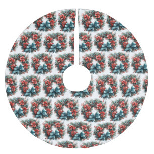 Gräs krans med Holly jul Mönster Julgransmatta Borstad Polyester
