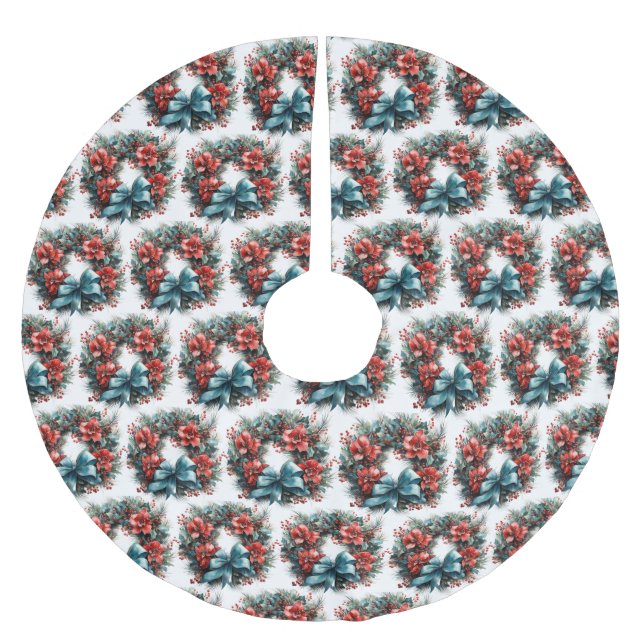 Gräs krans med Holly jul Mönster Julgransmatta Borstad Polyester (Framsidan)