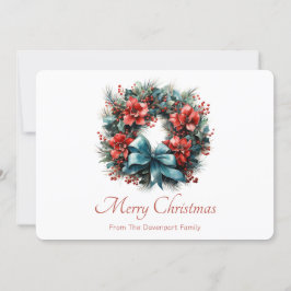 Gräs krans med Holly-julen Julkort