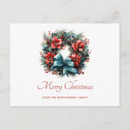 Gräs krans med Holly-julhelgen Helgdag Helg Vykort