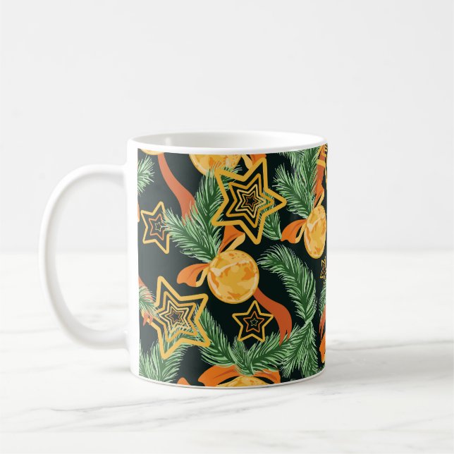 Gräs löv, stjärnor: Festive mönster Kaffemugg (Vänster)