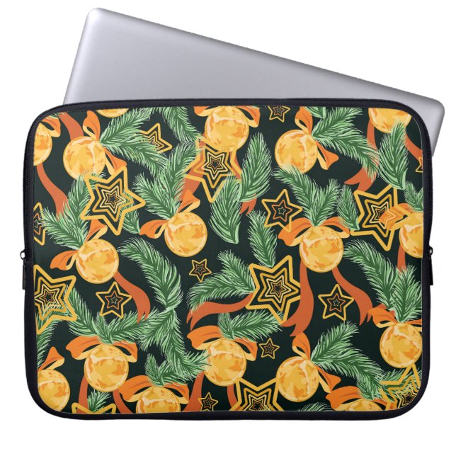 Gräs löv, stjärnor: Festive mönster Laptop Fodral (Framsidan)
