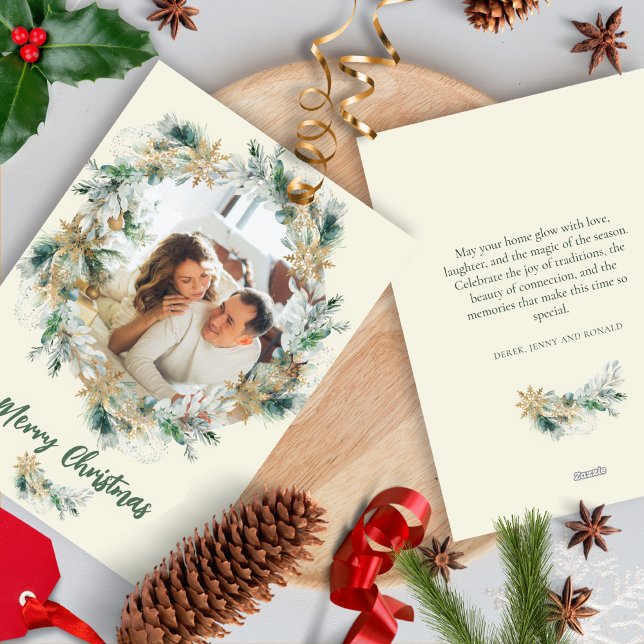 Gräs Löv Watercolor Snowflake-jul Julkort (Skapare uppladdad)