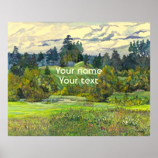 Gräs målar vattenfärg på silke poster (Framsidan)