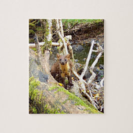 Gräs Marten på loggen redigerbar Pussel