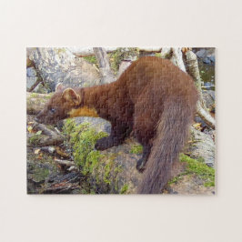 Gräs Marten på loggen redigerbar Pussel