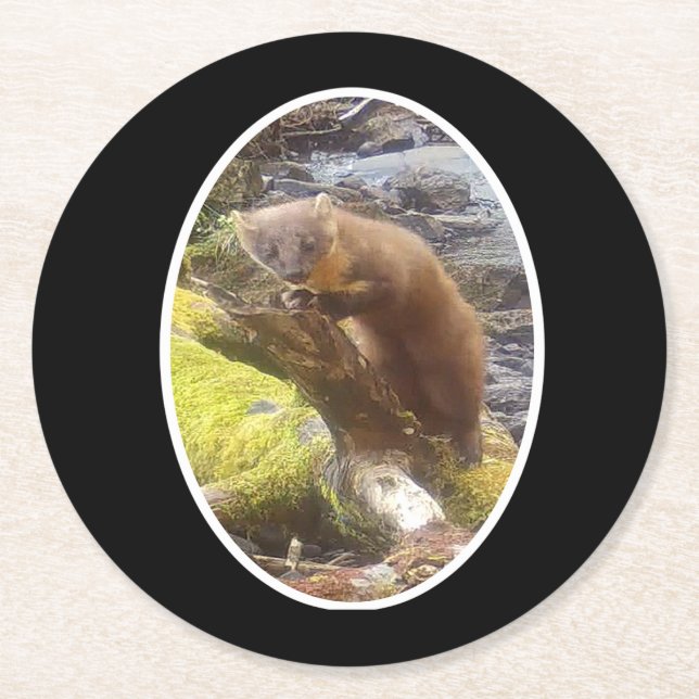 Gräs Marten på Papper logg Underlägg Rund (Framsidan)