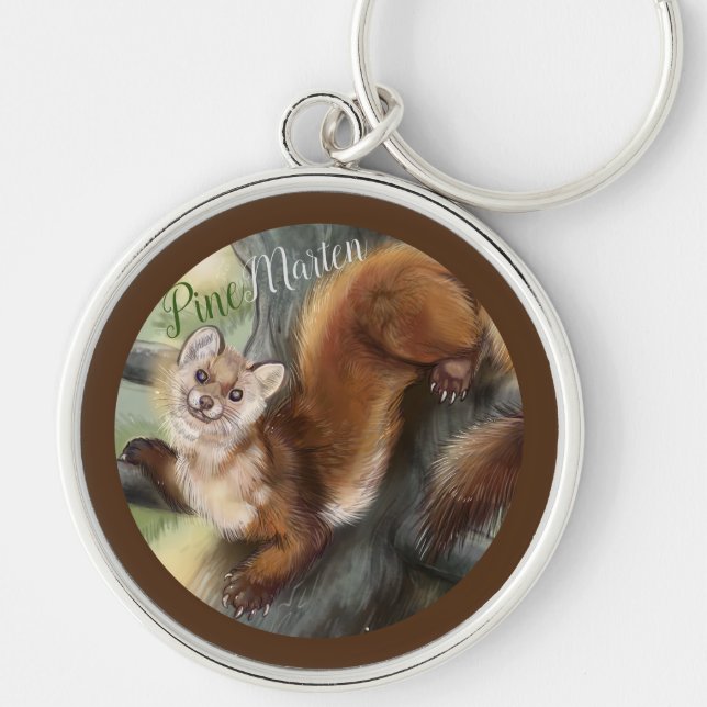 Gräs Marten Rund Silverfärgad Nyckelring (Framsidan)