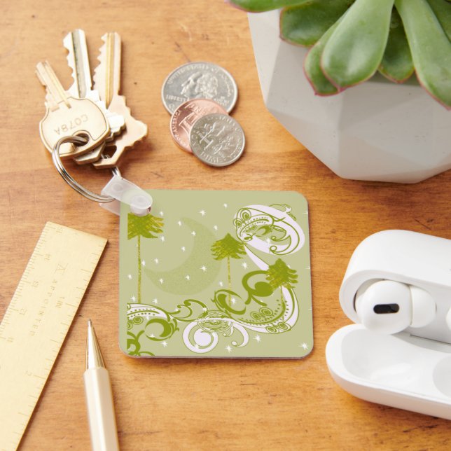 Gräs med Måne-anpassa Change BackGround Färg Nyckelring (Skrivbord)