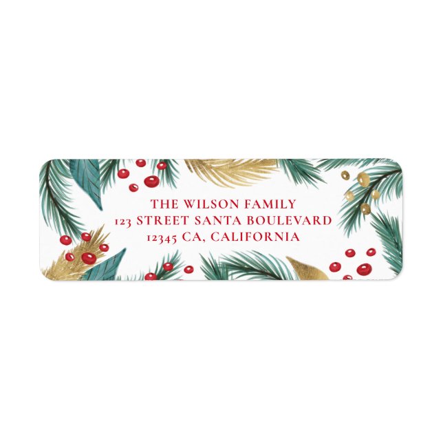 Gräs mistletoe guld retur vid grönten returadress etikett (Framsidan)