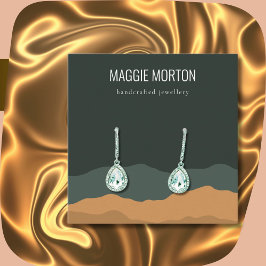 Gräs Mountain Abstrakt Earring Visning Fyrkantigt Visitkort