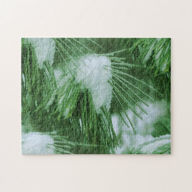 Gräs Nål i Snö och isvinter Pussel (Horisontell)