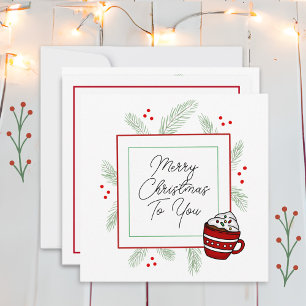 Gräs Nål och Hett Kakao God jul Kort