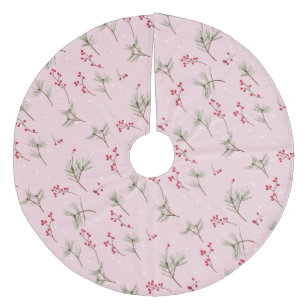 Gräs Nål och jul Holly på Rosa Julgransmatta Fleece