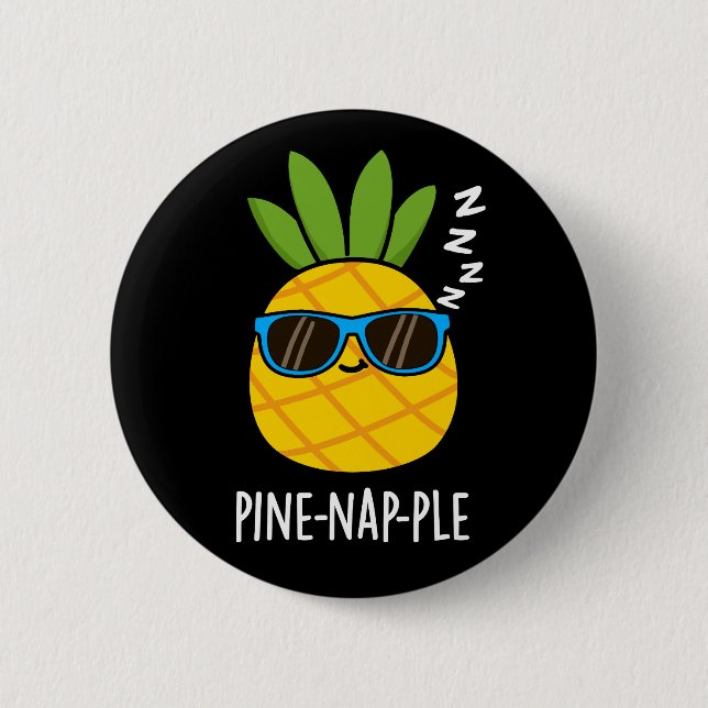 Gräs-nap-ple Funny Fruit Pineapple Pun Mörk BG Knapp (Framsida)
