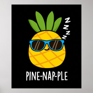 Gräs-nap-ple Funny Fruit Pineapple Pun Mörk BG Poster