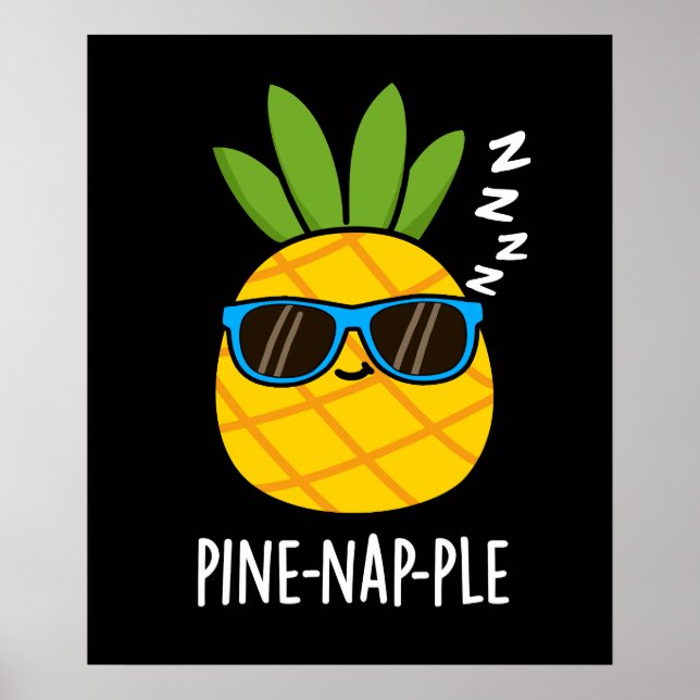 Gräs-nap-ple Funny Fruit Pineapple Pun Mörk BG Poster (Framsidan)
