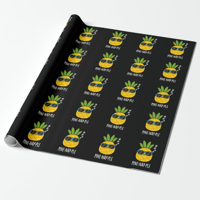 Gräs-nap-ple Funny Fruit Pineapple Pun Mörk BG Presentpapper (Utrullad)