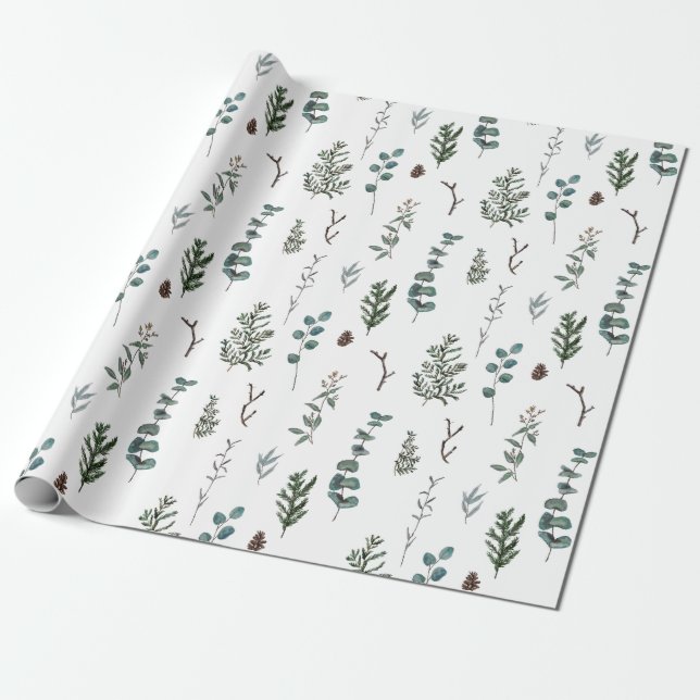Gräs och Eucalyptus som slår in papper Presentpapper (Utrullad)