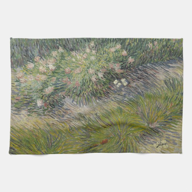 Gräs och fjärilar av Vincent van Gogh Kökshandduk (Horisontell)