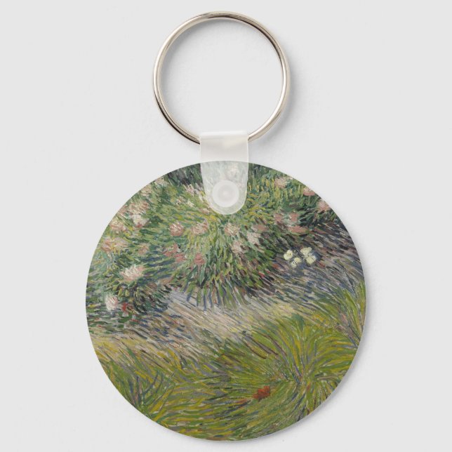 Gräs och fjärilar av Vincent van Gogh Nyckelring (Framsida)