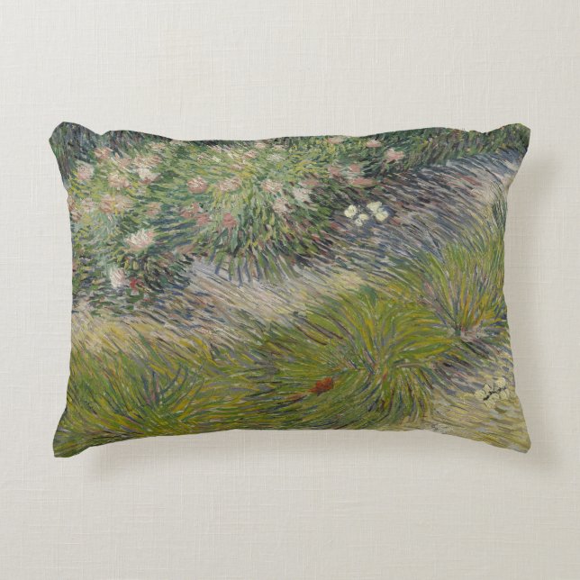 Gräs och fjärilar av Vincent van Gogh Prydnadskudde (Framsidan)